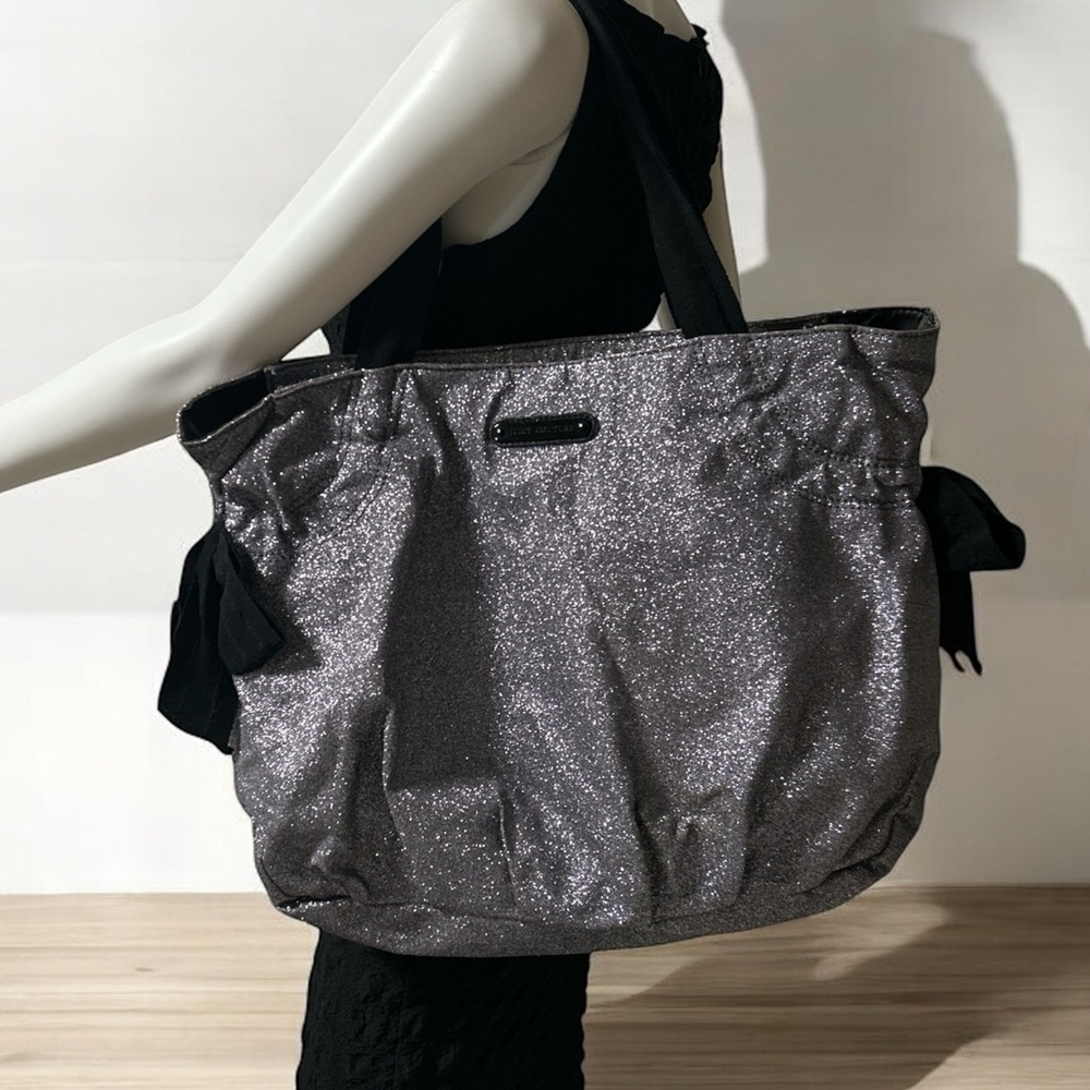 Juicy Couture Silver Glitter Tote with Black Straps